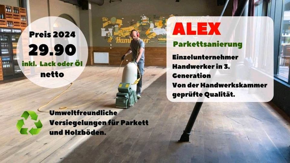 Parkett abschleifen, Dielenboden schleifen, Parkettleger, Bodenleger, Parkett, schleifen, verlegen, ölen, Dielen, Vinylboden verlegen, Holzfußboden, Fußboden, Parkettboden schleifen, versiegeln. in Hamburg