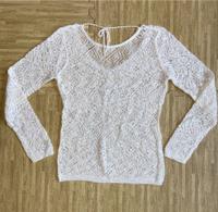 Häkel-Shirt S cremeweiss Langarmshirt Sachsen - Riesa Vorschau