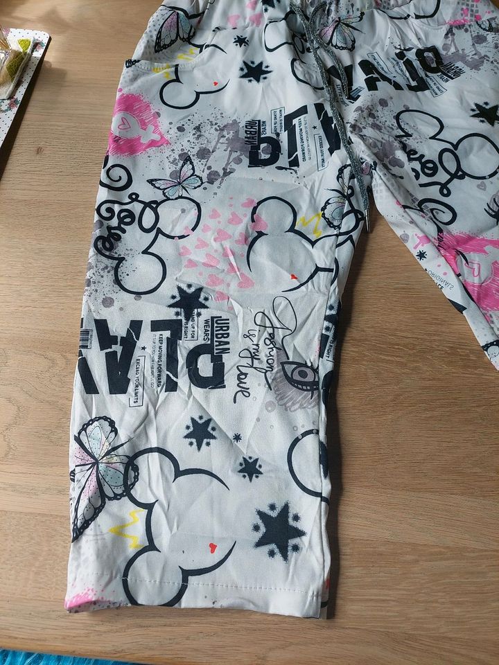 *Hose 3/4*Pants 40 42 44 l xl weiß bunt Mickey Schmetterling Herz in Pommelsbrunn