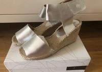 Bronx Leder Sandalen Espadrilles 41 neu Silber High Heels Wedges München - Sendling-Westpark Vorschau