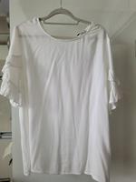 Pieces, weißes Blusenshirt Gr. L, Rüschenärmel Bayern - Diedorf Vorschau