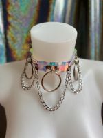 Holographic Halsband mit Ketten PVC Gothic Lolita verstellbar Mitte - Wedding Vorschau