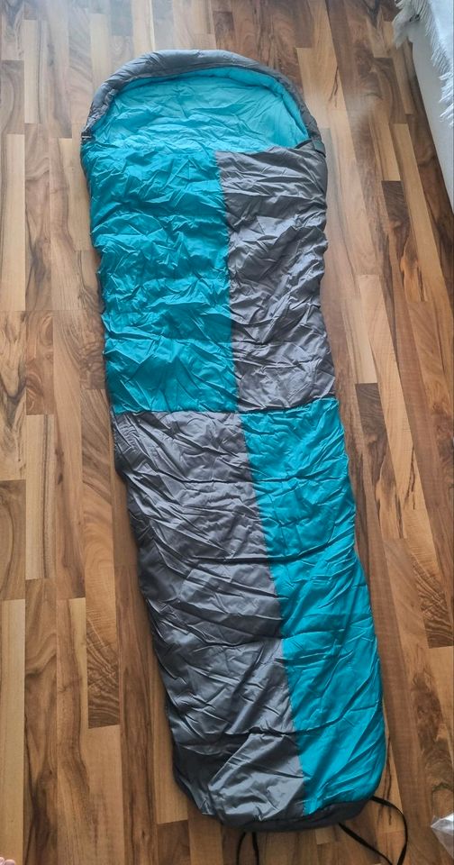 Crane Sports Mumien Schlafsack, 187 cm + 40 cm blau/türkis/grau in Ottobrunn