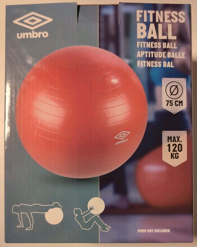 Umbro Gymnastikball - Ø75 CM - Rot - Sitzball Büro - Medizinball in Eckental 