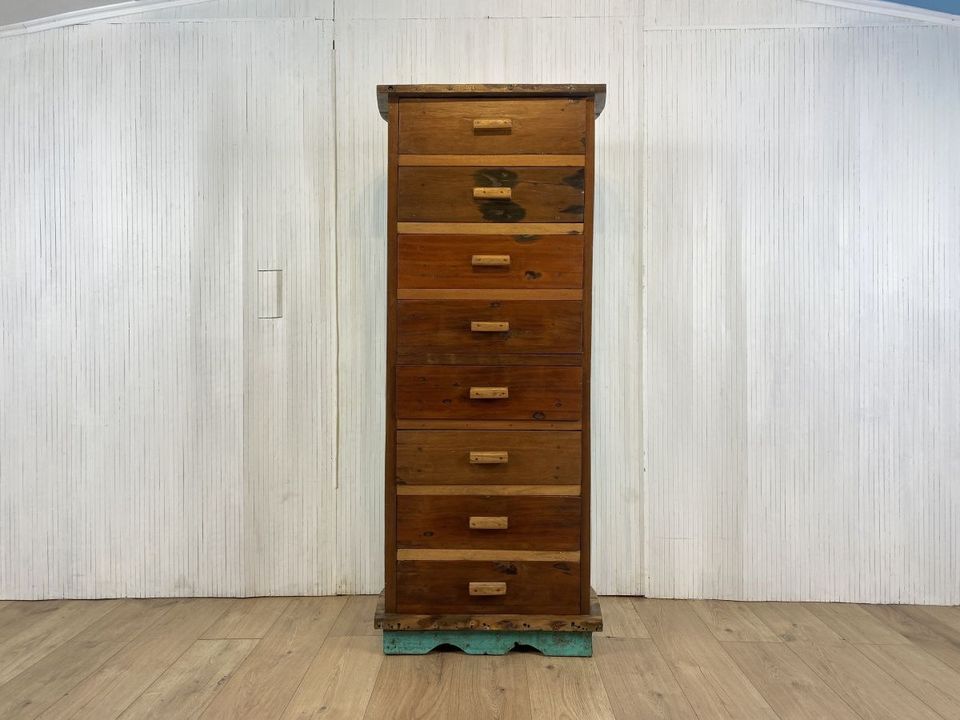 Boatwood by WMK # Besonderes Highboard aus altem Einbaum Boot mit 8 Schubladen , ein handgefertigtes Unikat aus massivem Teakholz # Schrank Kommode Schubladenkommode Wäschekommode Bootsmöbel Teak in Berlin