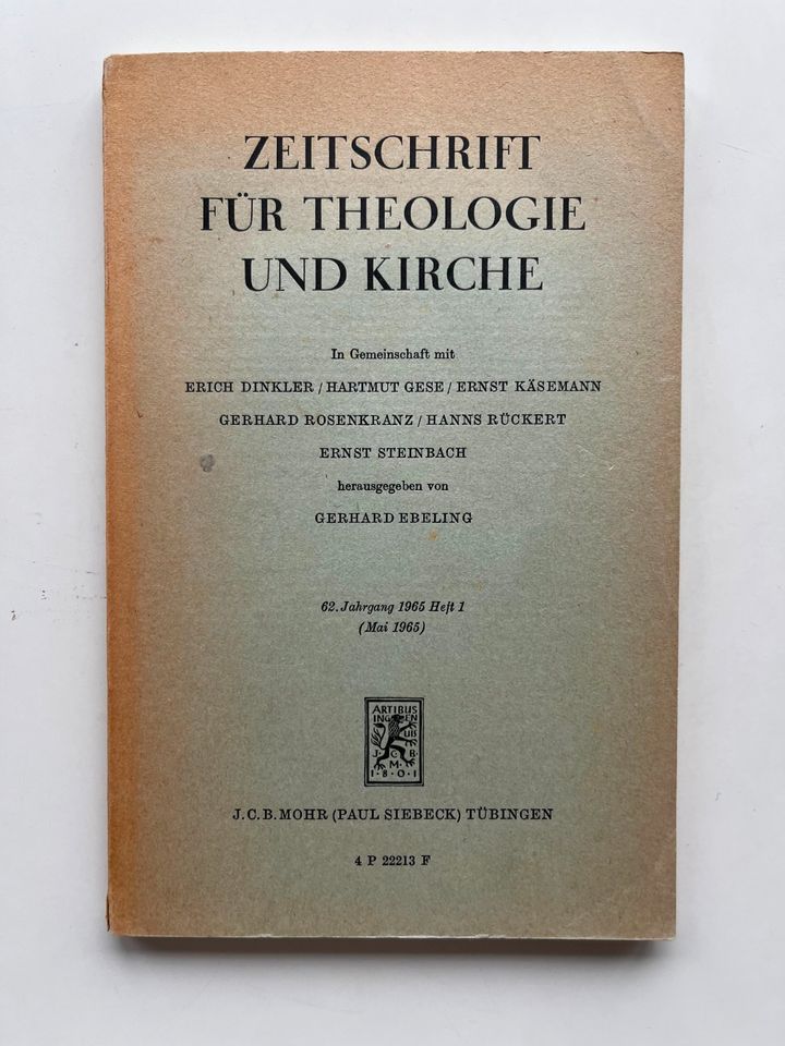 Gerhard Ebeling (hg.)  Zeitschrift für Theologie und Kirche 1965, in Dortmund