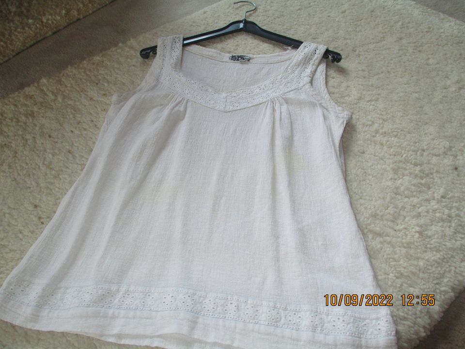 weißes Top/Shirt (100% Baumwolle), Gr. 38 (SZMM) in Konz