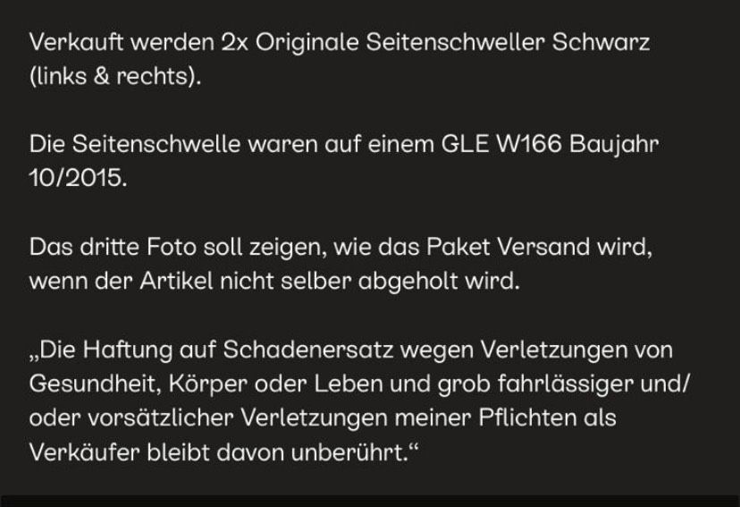 MB GLE W166 Original Seitenschweller schwarz in Brüggen