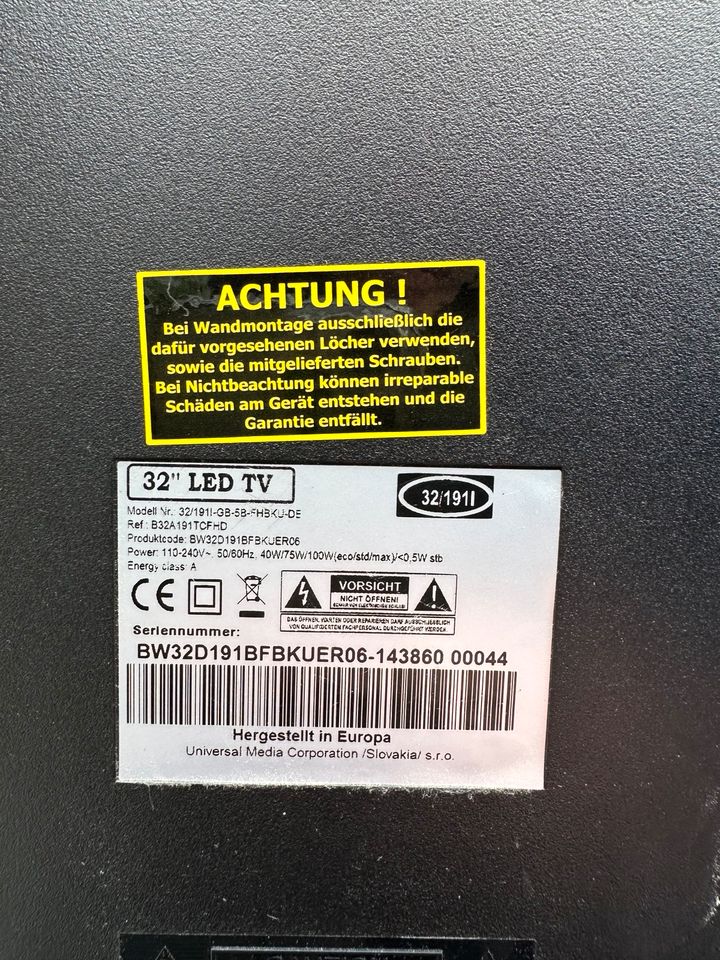 Blaupunkt Fernseher 32 Zoll (80cm) ohne Fernbedienung. in Euskirchen