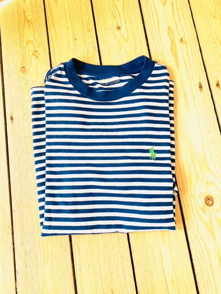 Polo Ralph Lauren T-Shirt Streifen Gestreift Maritim Marine Logo in Kiel