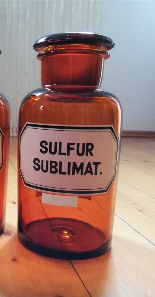 Apotheke Pharma Labor Flasche Braunglas Standgefäß SulfurSchwefel in Darmstadt