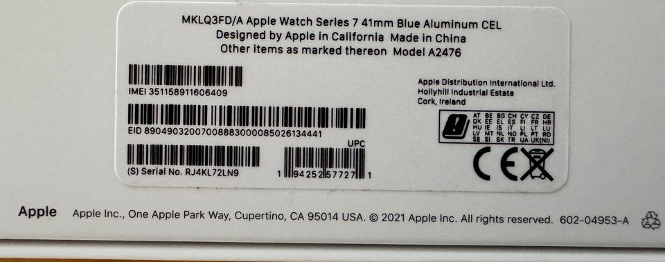 Apple Watch 7 41 mm Blue Aluminium CEL in Löhne