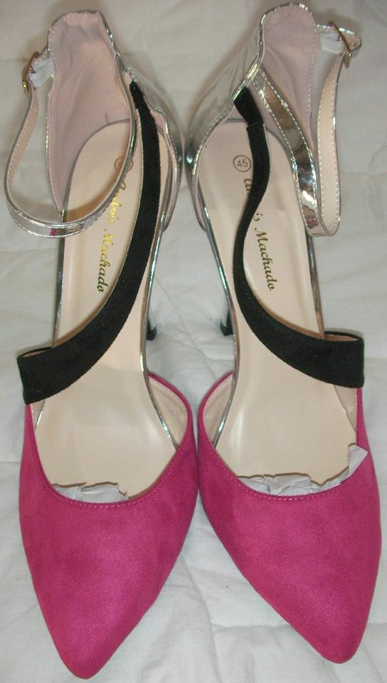 Elegante Spangen Silber-Fuchsia High Heels Pumps gr.45 uvm. in Duisburg