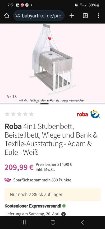 Beistellbett von Roba 4in1 NUR BIS FREITAG!!! in Hamburg