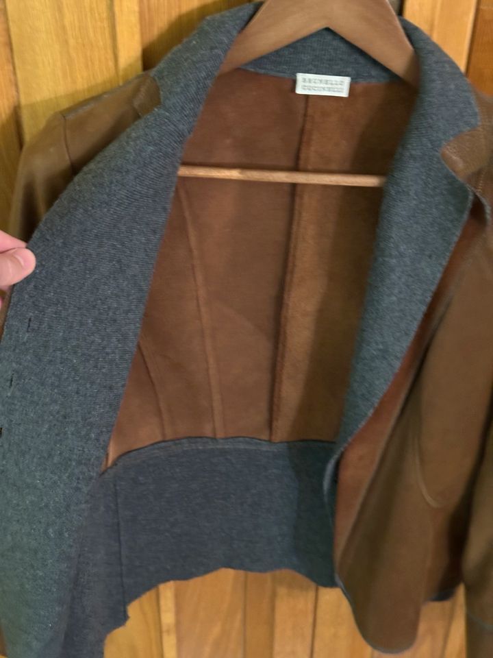 Brunello Cucinelli Lederjacke Damen Kaschmir 38 40 braun B70 in München