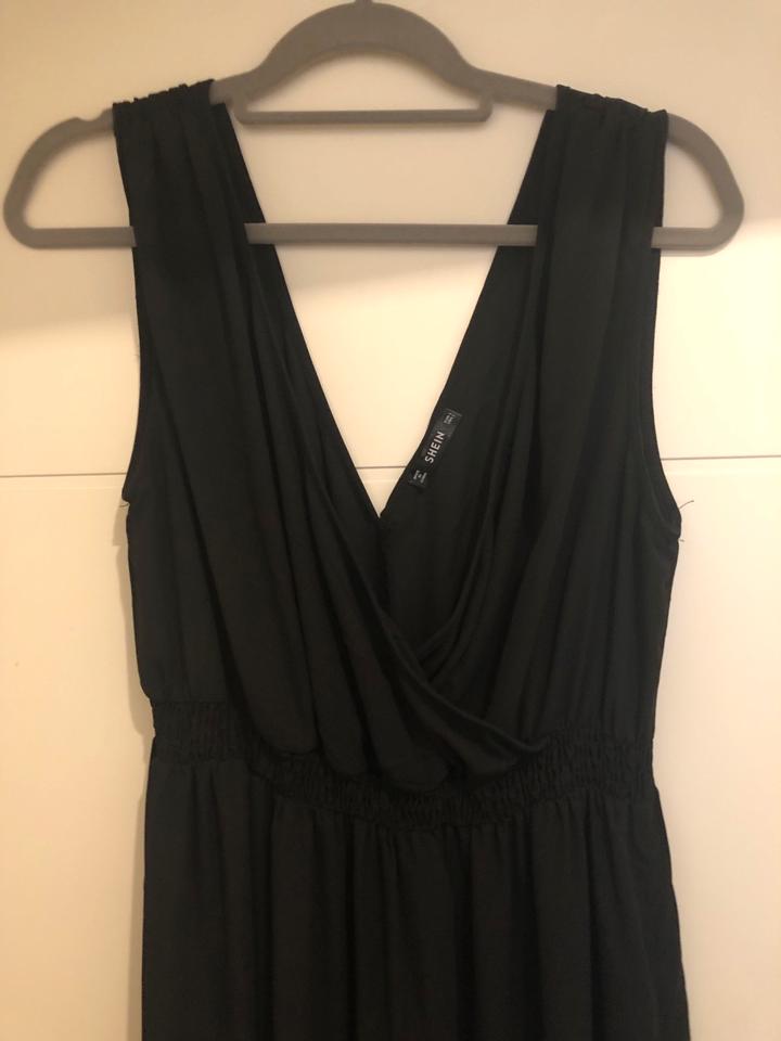 Schwarzes langes Kleid in Gr L Ausschnitt Fransen in Stolberg (Rhld)