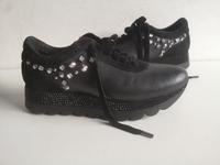 Damen Schuhe Schnurer Sneaker CAFE NOIR Gr 38 schwarz Leder Duisburg - Friemersheim Vorschau