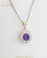 Gold Kette m. Amethyst Ø 6,2 mm  Anhänger  - Diamantiert | L: 38 cm| 14 Kt. 585 Weißgold - G 1192 Bayern - Regensburg Vorschau