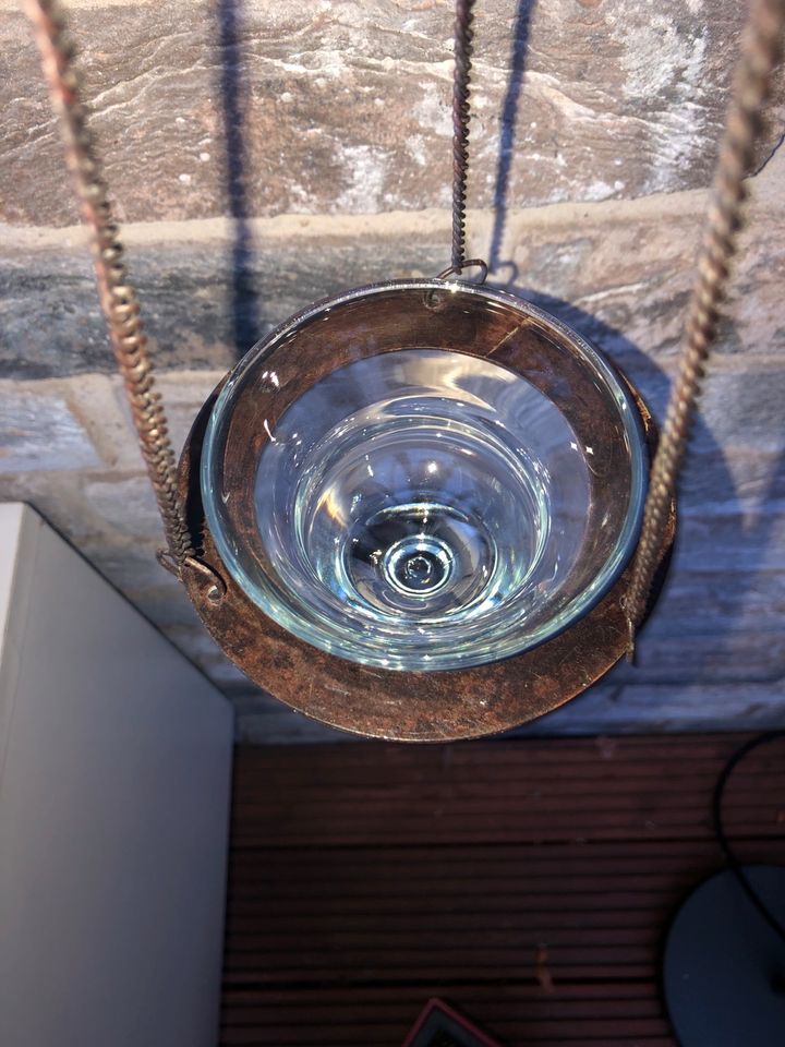 Retro antik rustikal Teelicht-Halter Glas Metall Mittelalter in Windeck