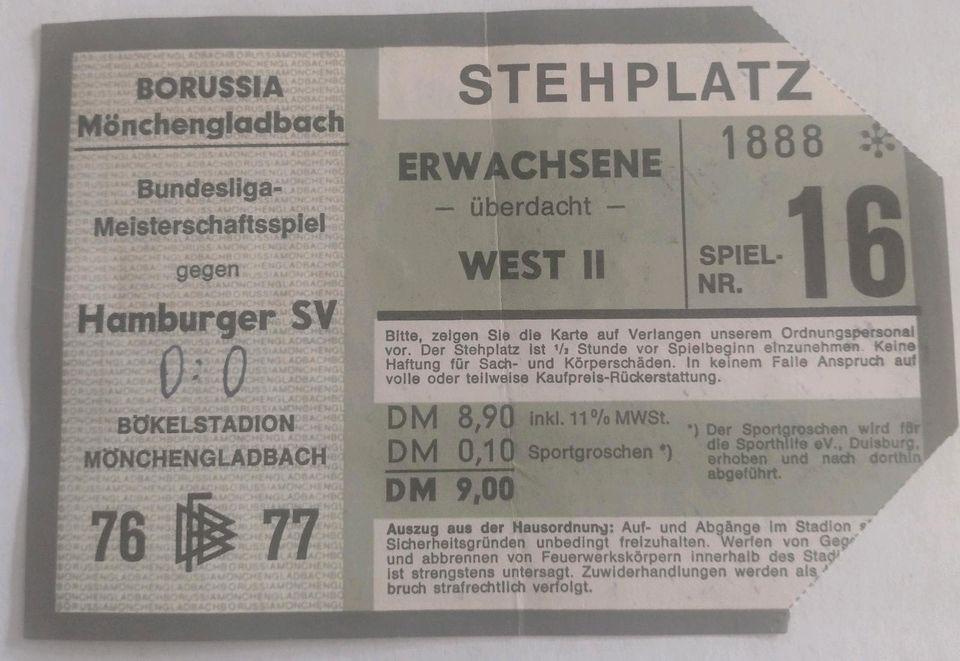 Eintrittskarten Bundesliga 1975-1978 in Langerwehe