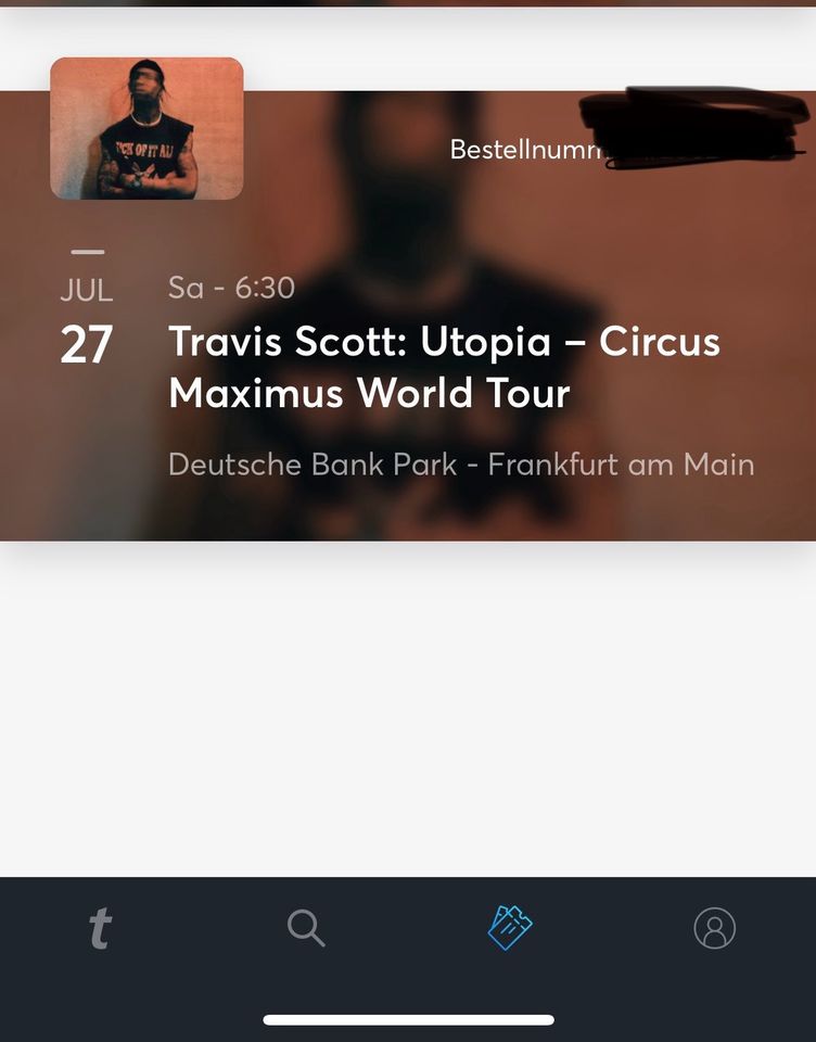 Travis Scott Konzert Karte (Sitzplatz Frankfurt) in Bad Nauheim