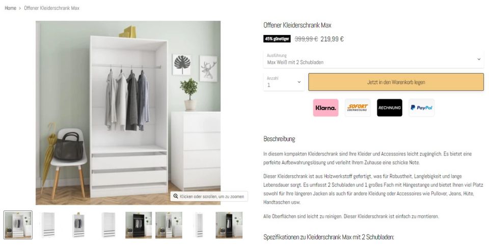 Kleiderschrank Max Neu Offener Schrank Garderobe Kleidung in Düsseldorf