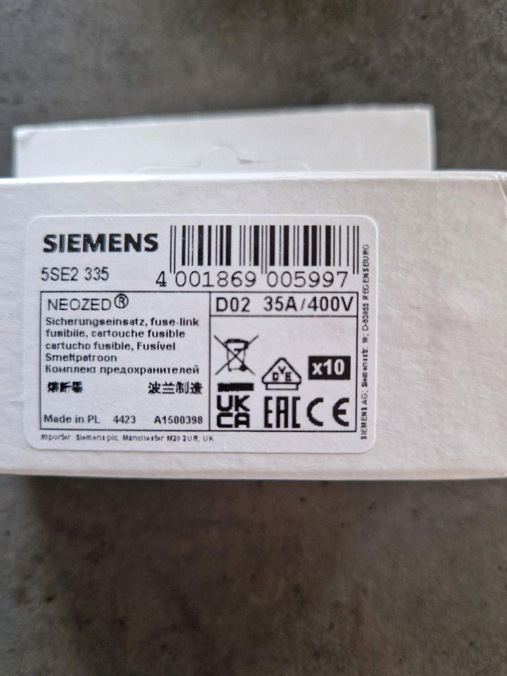 Siemens 5SE2335 neozed schmelzeinsatz in Remlingen