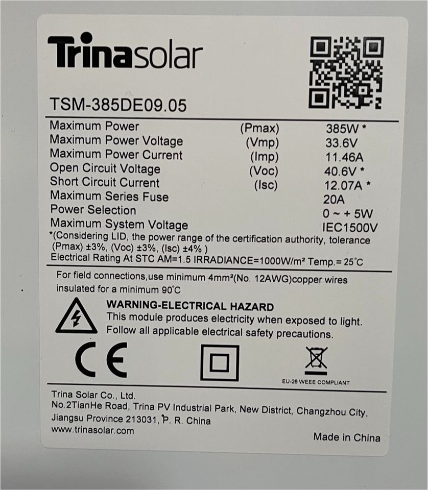 Trinasolar TSM-385DE09.05 Photovoltaik Platten in Bad Iburg