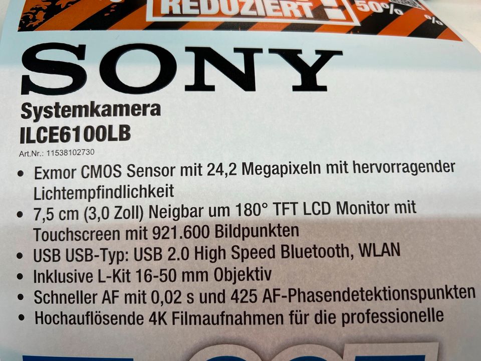 Sony ILCE6100 LB Kit  mit 16-50mm Objektiv neu in Mössingen