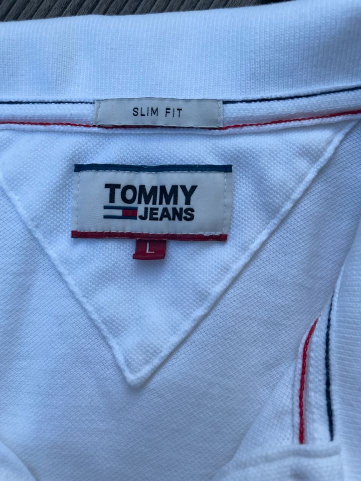 Tommy Hilfiger Polo Shirt L slim, weiß, wie neu in Ravensburg