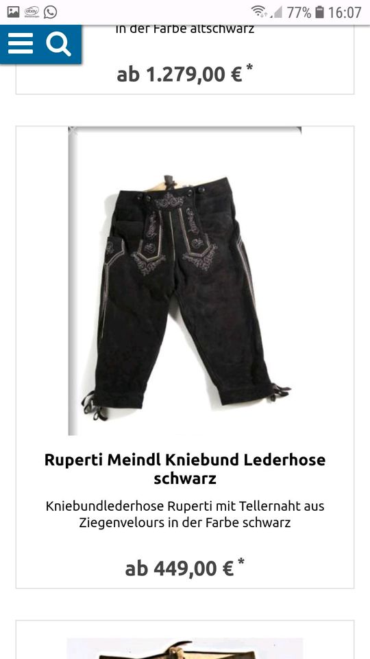 Meindl Ruperti Lederhose Wildbock Kniebund Trachtenlederhose in Westheim