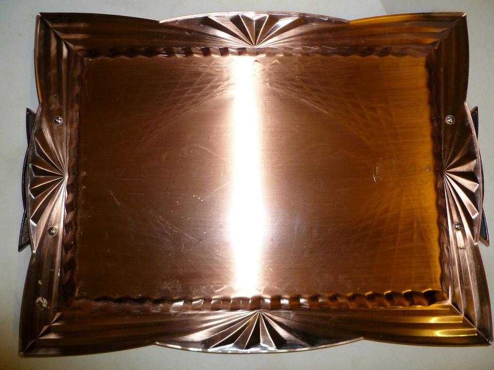 Tablett Serviertablett Kupfer Silber Bronz Spiegelglas Metall in Geislingen an der Steige
