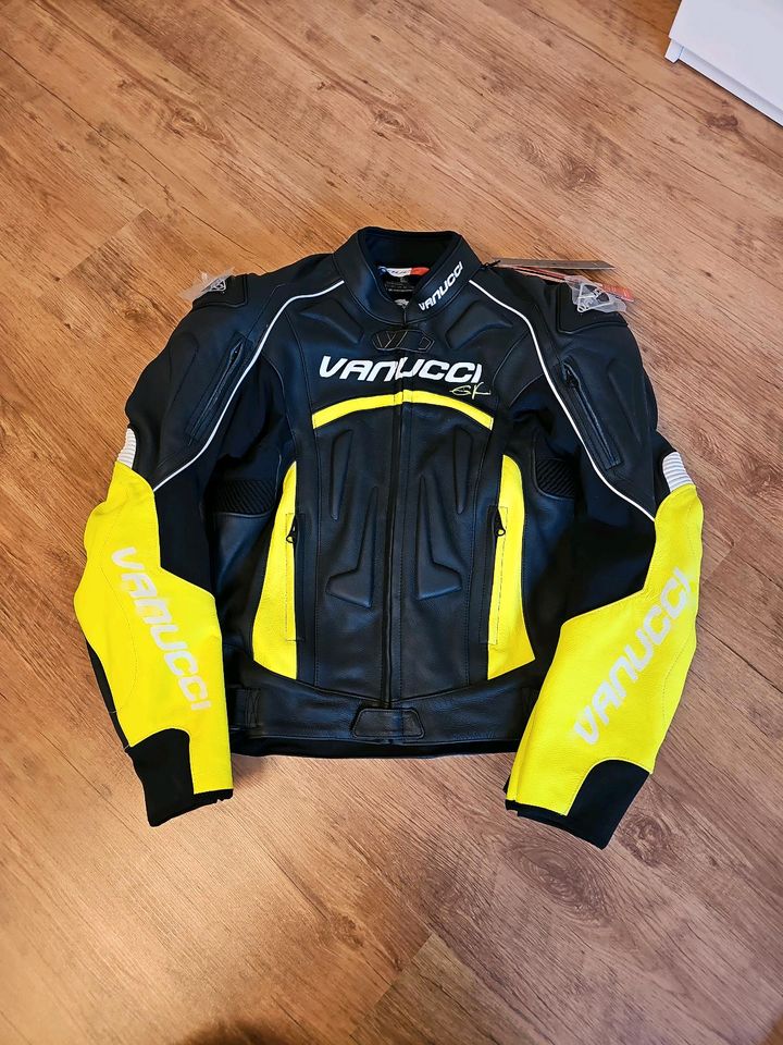 Vanucci Art XVII Lederjacke schwarz weiß neon gr48 in Runkel