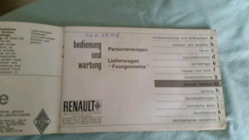 Renault R4  68 ,Bedienung und Wartung in Merzig