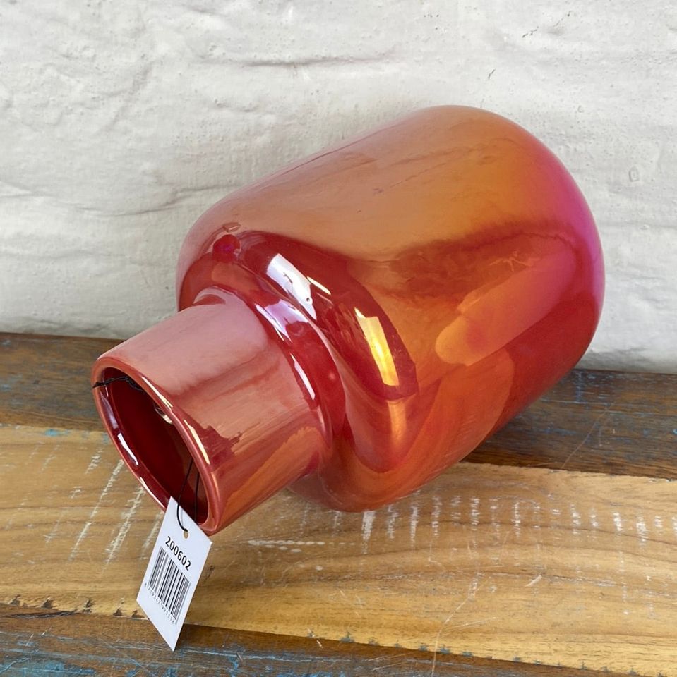 0x Vase rot Keramik 18cm perlmutt glänzend Deko in Berlin