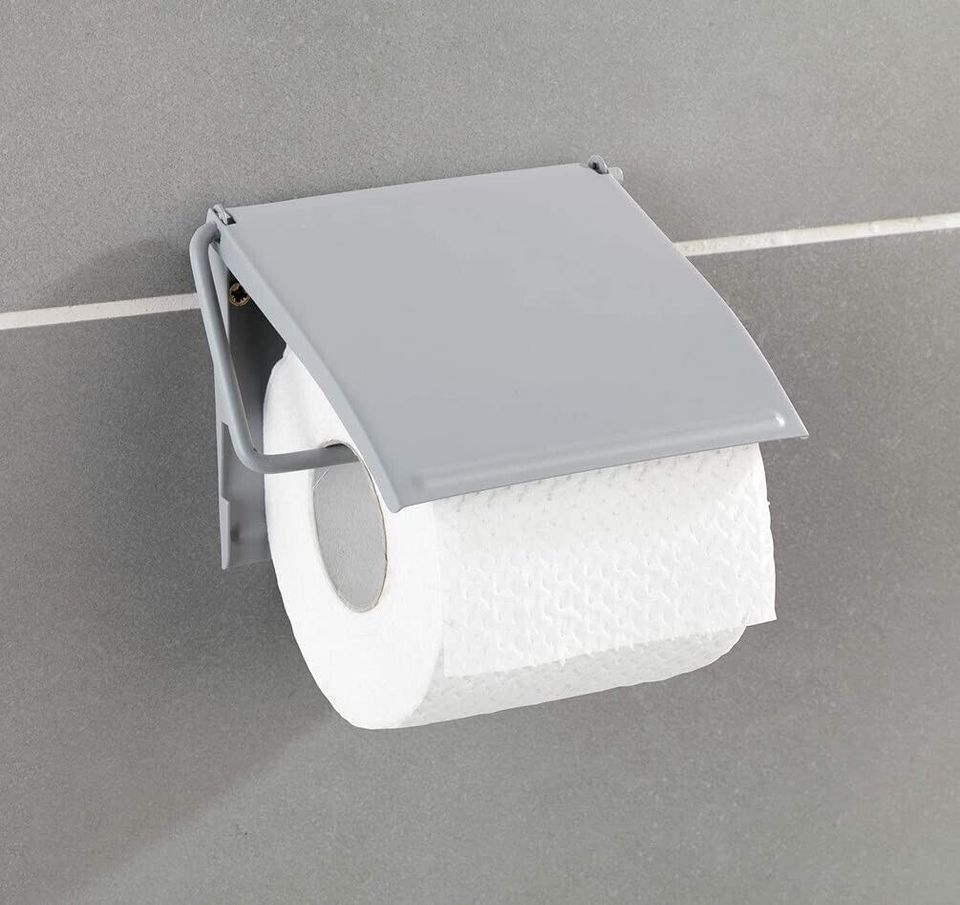 WENKO Toilettenpapierhalter Cover grau Klopapierrolle in Birkenfeld