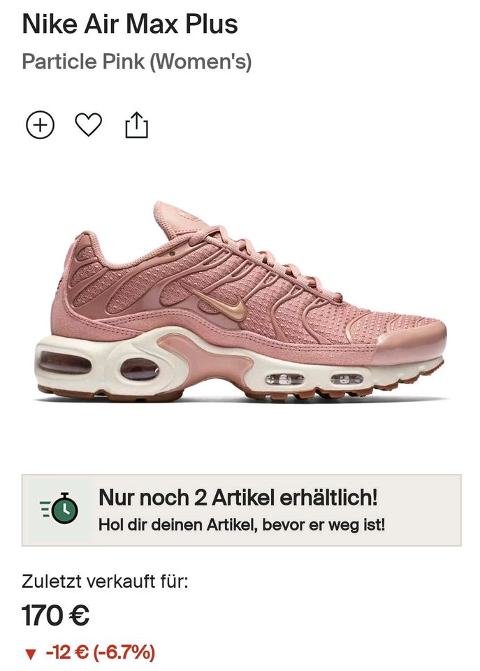 Nike TnAir Max Plus 36,5 in rosa wie neu in Miesbach