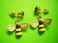 Ohrhänger Biene gelb schwarz bee mit lila Kristall bug insect bum Rheinland-Pfalz - Fischbach Vorschau
