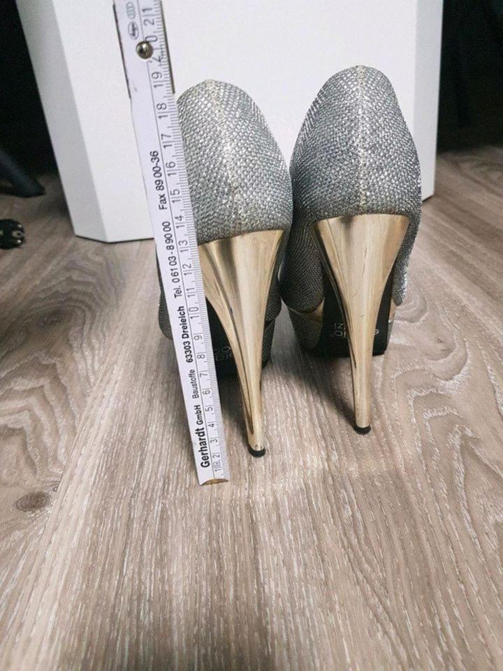 High Heels pumps absatzschuhe silber gold 37 13,5 cm hoch in Frankfurt am Main