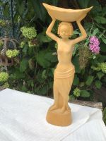 Holz Skulptur Schnitzerei Frau mit Schale Kunst Rar Hessen - Riedstadt Vorschau