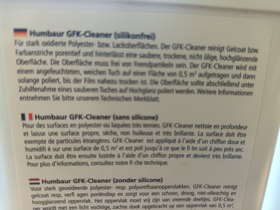 Humbaur GFK-Reiniger und Politur silikonfrei je 500ml in Wuppertal