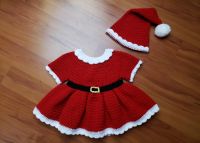 Baby Kleid, Weihnachtskleid, X-Mas Outfit gehäkelt *handmade* Set Hessen - Maintal Vorschau
