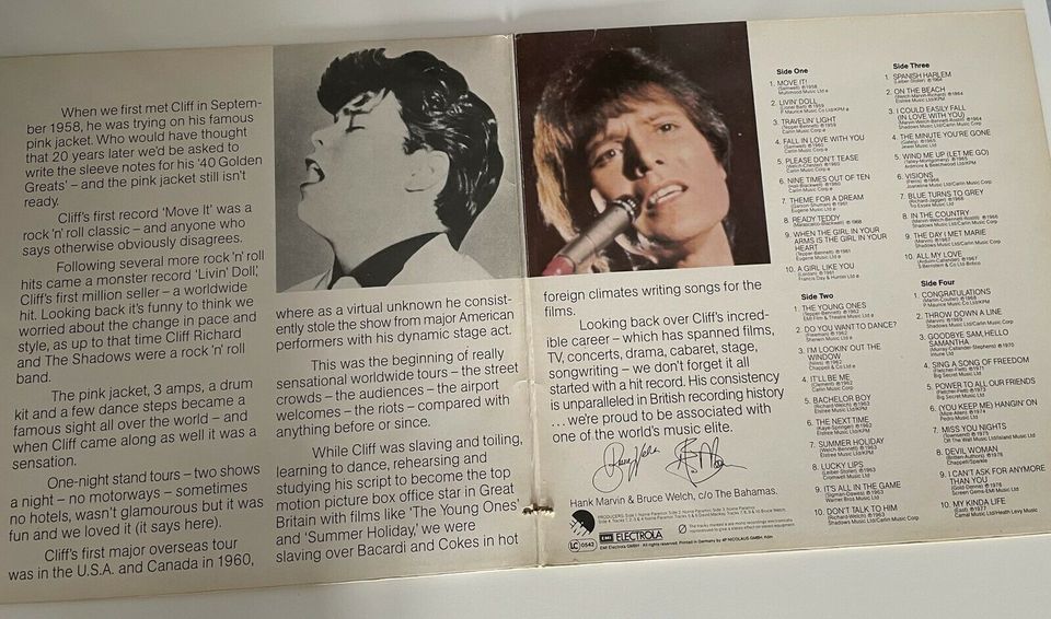 Cliff Richard Double Album Set - 40 Golden Greats in Minden