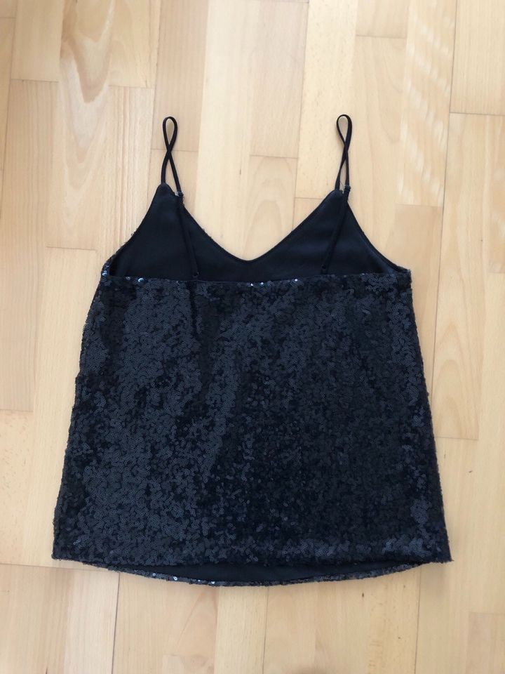 Schwarzes Pailletten-Spaghettiträgertop, Vero Moda, XS in Melle