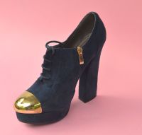 Wildleder Blau High-Heels mit Plateau Sole und Gold Front Gr 39 Nordrhein-Westfalen - Werl Vorschau