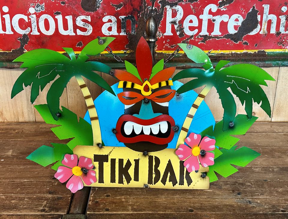 XL TIKI BAR PALMS SCHILD COCKTAIL BAR BAMBUS ROCKABILLY MAI TAI in Hamm