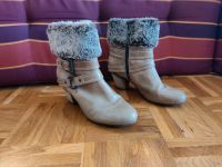 5TH Avenue Leder Stiefeletten Gr. 38 beige mit Fell Bayern - Alteglofsheim Vorschau