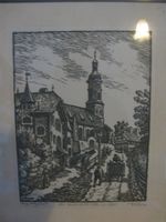 Orig. Holzschnitt W.Döhler München Motiv Kr. München - Gräfelfing Vorschau