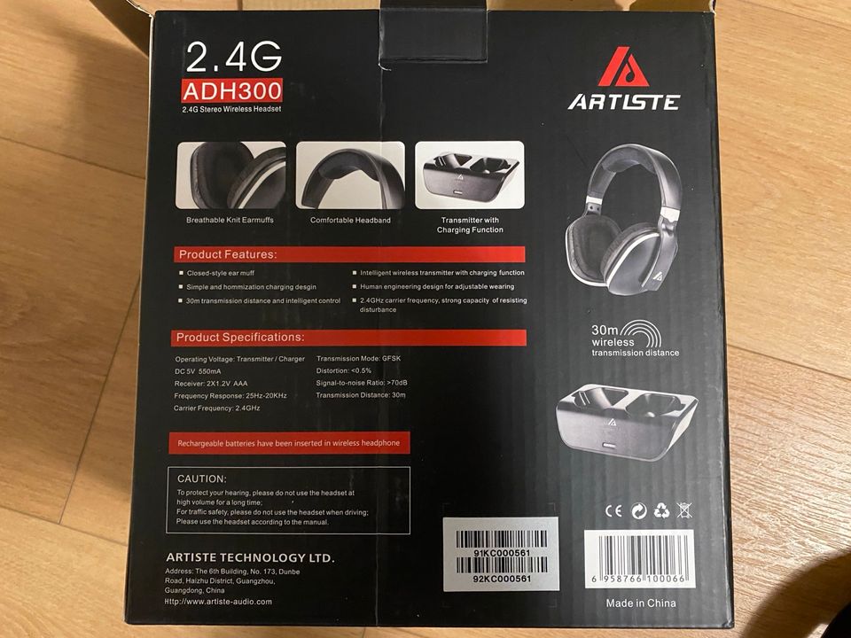 Artiste ADH300 2,4 GHz Wifi Stereo Kopfhörer für TV und Musik in Lehrensteinsfeld