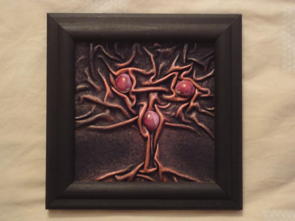 Bild, Lederbild „Baum“, 21x21cm, NEU! in Bockau